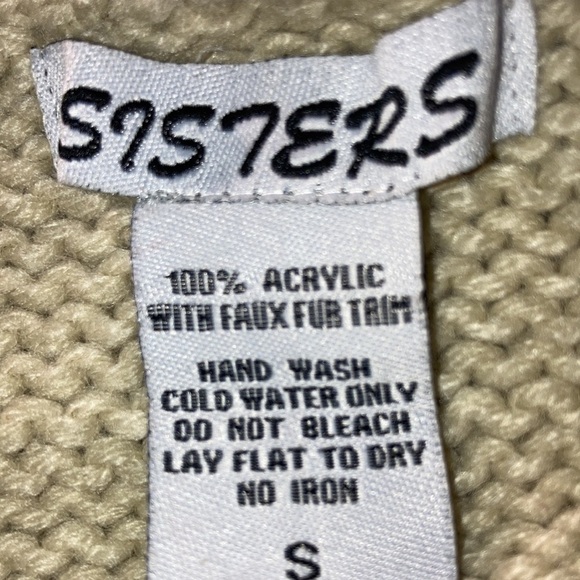 Sisters Faux Fur Sweater Knit Boho Vest S Tan - Picture 8 of 9